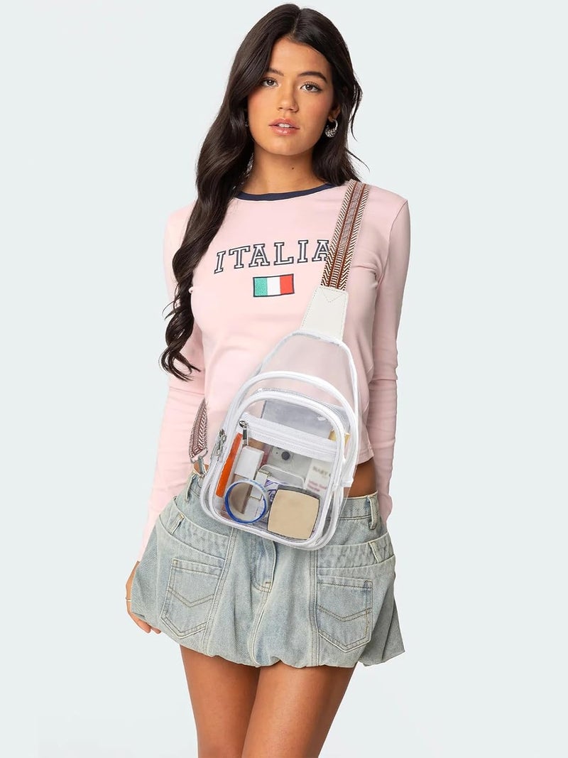 Flowston Store 3 Pockets Clear Bag for Stadium Events Large Clear Sling Crossbody Backpack Fanny Pack Concert Purses for Women Men - Image 3